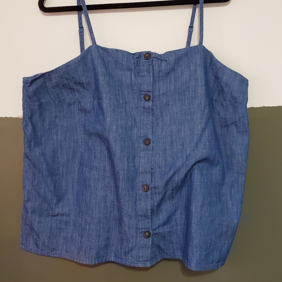 Denim Button Fronr Tank Top - Picture 1 of 2